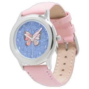 Montre Papillon rose Volant En Rose Regarder Cadeau