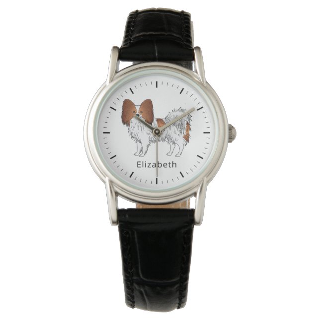Montre Papillon Rouge Et Blanc Mignon Chien Avec Nom Pers (devant)