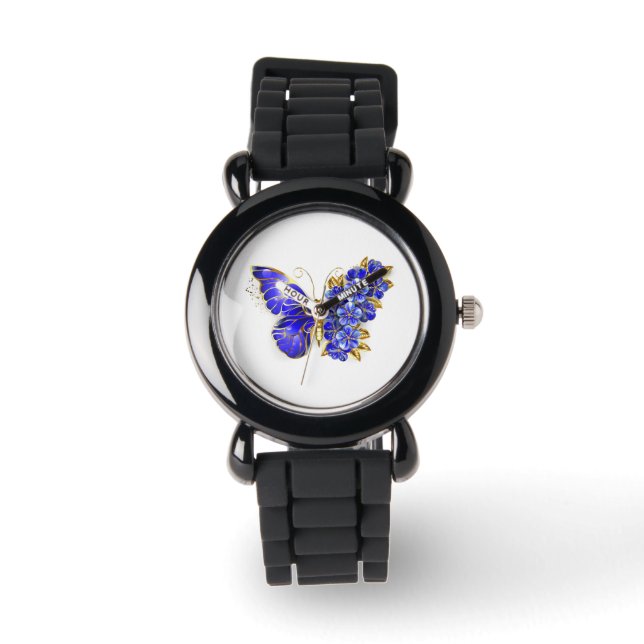 Montre Papillon saphir à fleurs (Recto)