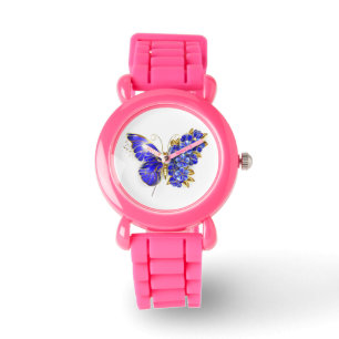 Montre Papillon saphir à fleurs