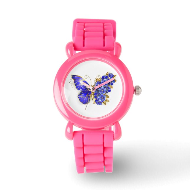 Montre Papillon saphir à fleurs (Recto)