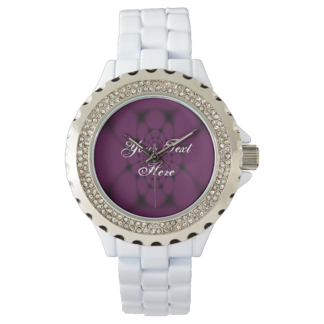 Montre Papillon Violet Noir Pétales  (devant)