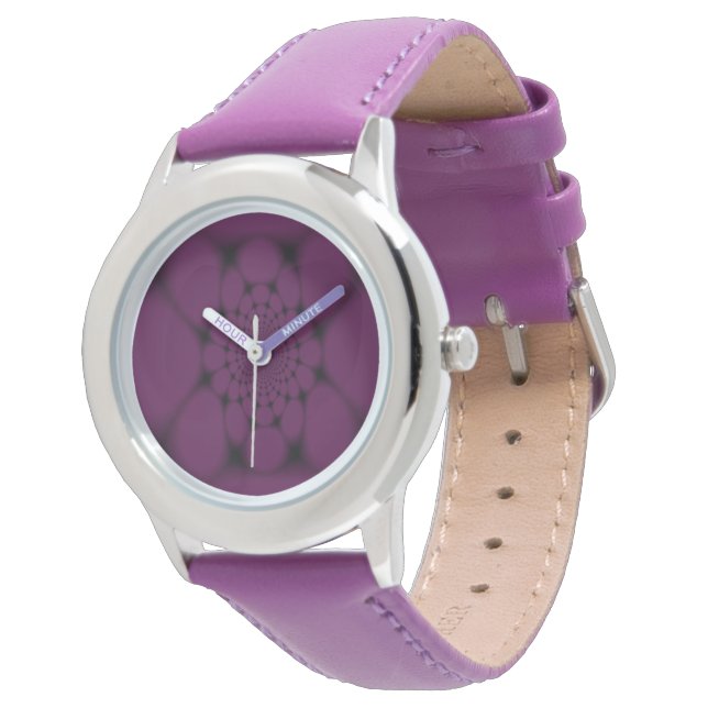 Montre Papillon Violet Noir Pétales  (Incliné)