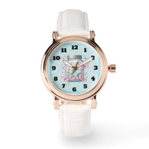 Montre Papillons Fantaisistes dans un Pot