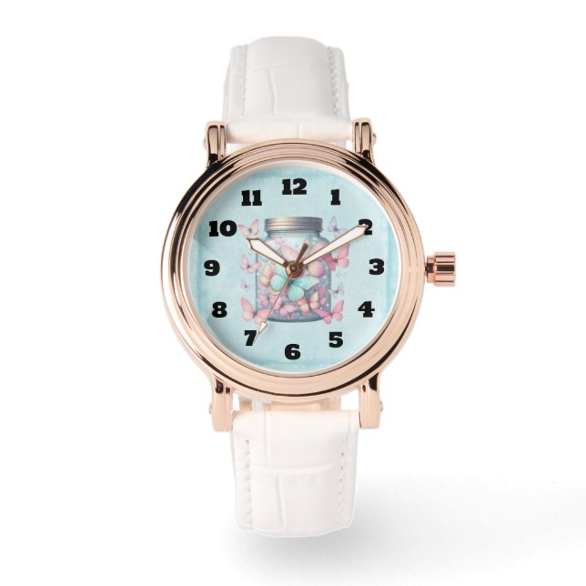 Montre Papillons Fantaisistes dans un Pot (Recto)