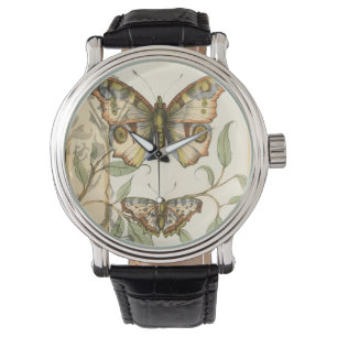 Montre Papillons tandem au-dessus de feuille vert