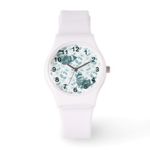 Montre Papillons turquoises