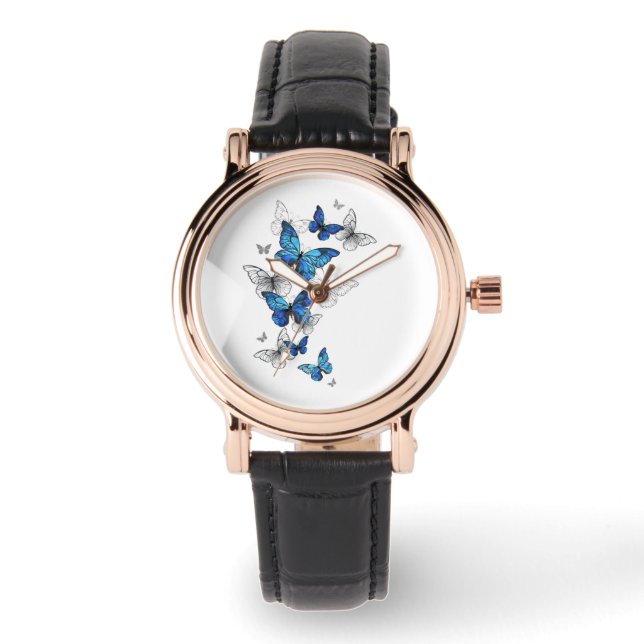 Montre Papillons volants bleus Morpho (Recto)