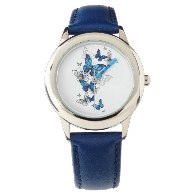 Montre Papillons volants bleus Morpho (devant)