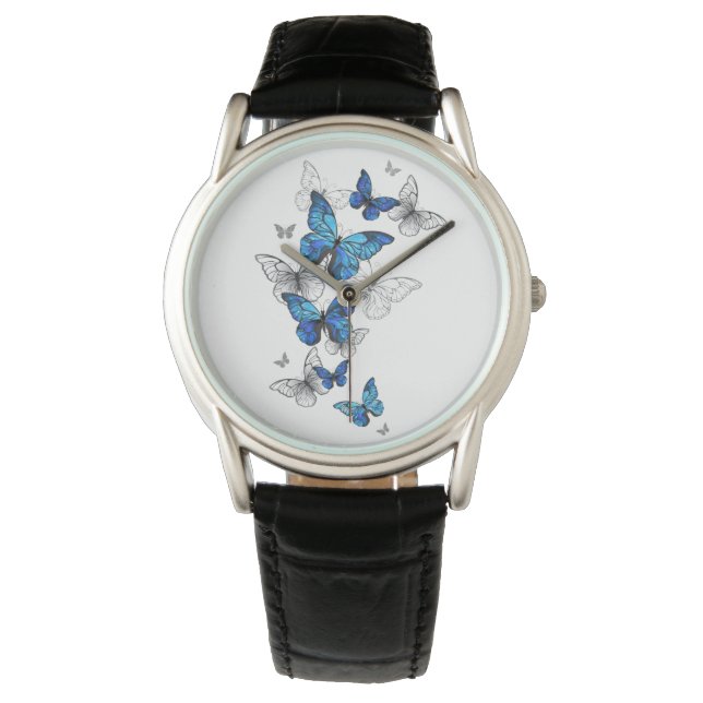 Montre Papillons volants bleus Morpho (devant)