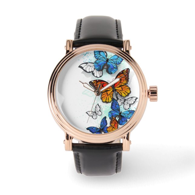Montre Papillons volants Morpho et Monarch (Recto)