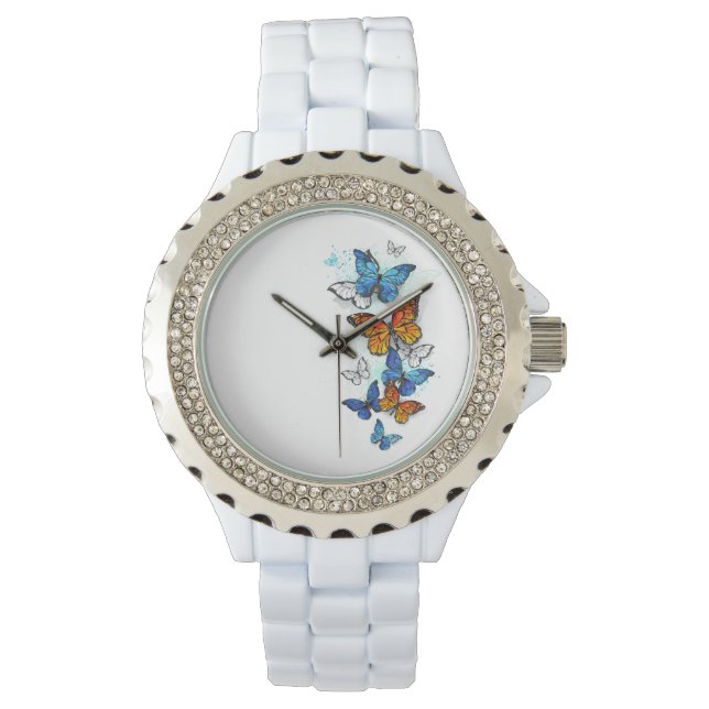Montre Papillons volants Morpho et Monarch (devant)