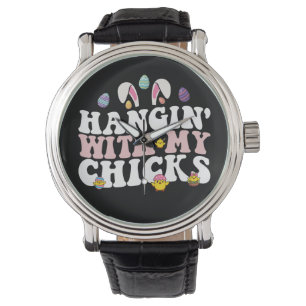 Montre Pâques avec mes poules Bunny Groovy Rétro