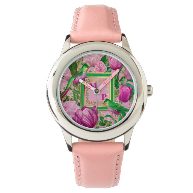 Montre Paradis botanique de couture Monogramme d'oiseau (devant)