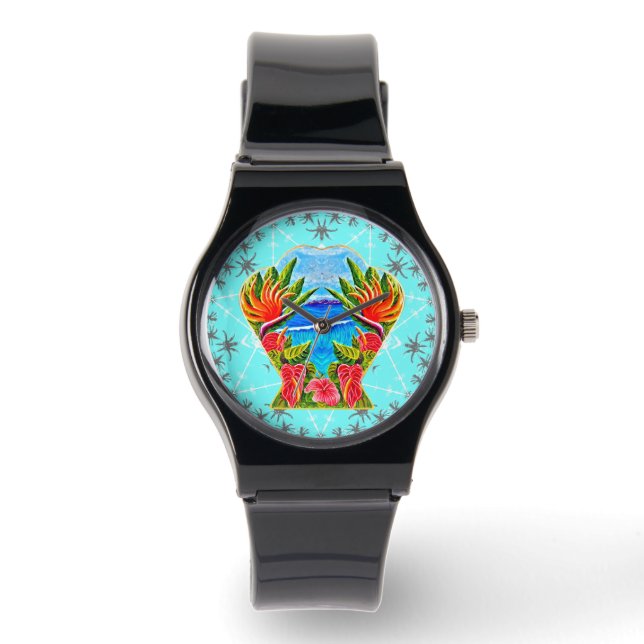 Montre Paradis hawaïen deux fois (bleu) (Recto)
