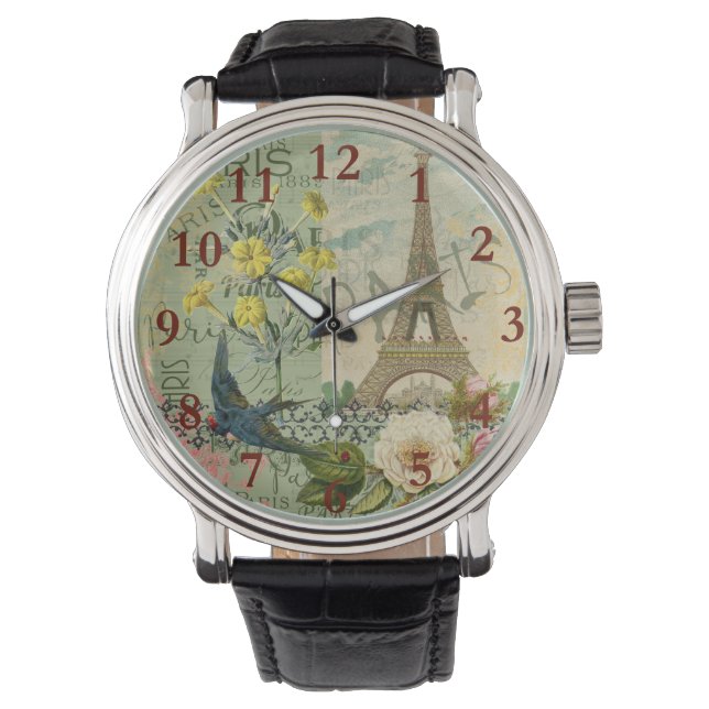 Montre Paris France Voyage Vintage Art Antique Peinture (devant)