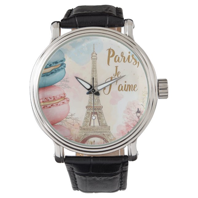 Montre  Paris, Je T'aime - Tour Eiffel avec Macarons  (devant)