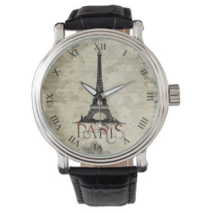 Montre Paris, Tour Eiffel Script Vintage