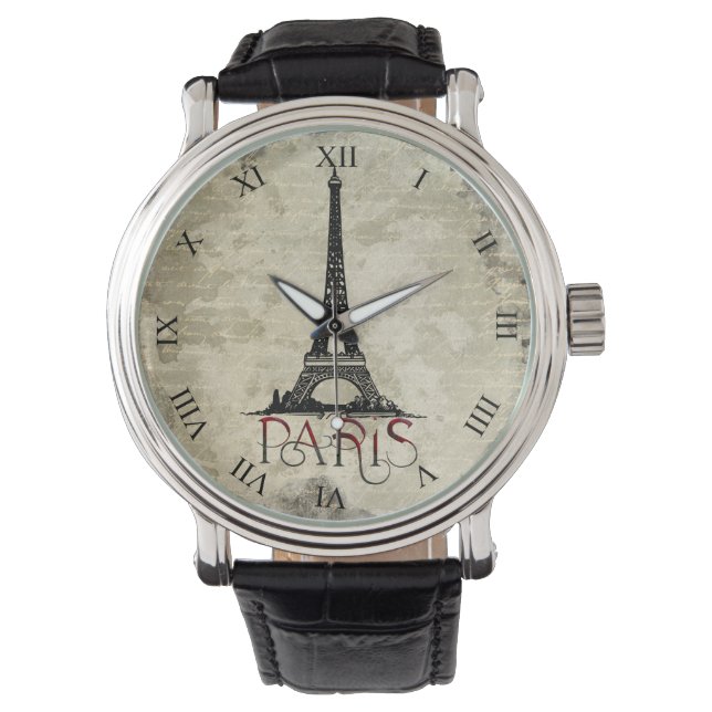 Montre Paris, Tour Eiffel Script Vintage (devant)