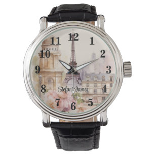 Montre Paris Tour Eiffel Vintage Aquarelle Voyage