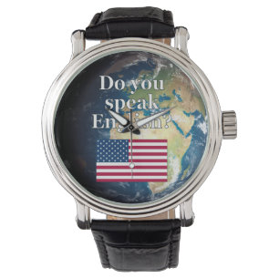 Montre "Parles-tu anglais ?" en anglais. Drapeau et Terre