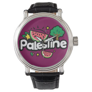 Montre Parole palestinienne mignonne entourée de pastèque