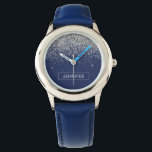 Montre Parties scintillant bleue Silver Navy Girl Monogra<br><div class="desc">Parties scintillant à étincelles bleu argent et marine Monogramme Nom Monographie. Cela rend le cadeau parfait pour 16 ans,  mariage,  douche nuptiale,  anniversaire,  baby shower ou bachelorette pour quelqu'un qui aime le luxe glam et les styles chic.</div>