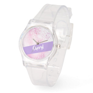 Montre Parties scintillant claire violette, rose et blanc