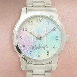 Montre Parties scintillant Coloré Glamour Joli Motif<br><div class="desc">Aesthétiquement jolie chic parties scintillant arrière - plan dans de belles couleurs pastel,  que vous pouvez personnaliser avec votre monogramme et/ou nom personnalisé.</div>