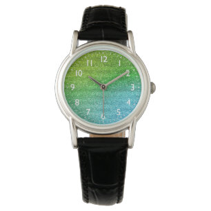 Montre Parties scintillant de dégradé bleu et vert brilla