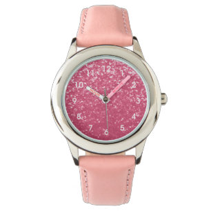 Montre Parties scintillant de faux rose rose clair avec d