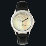 Montre Parties scintillant d'or Monogramme métallique Nom<br><div class="desc">Gold Faux Foil Metallic Sparkle Parties scintillant brossé Métal Monogramme Nom Monographie. Cela rend le cadeau parfait pour 16 ans,  mariage,  douche nuptiale,  anniversaire,  baby shower ou bachelorette pour quelqu'un qui aime le luxe glam et les styles chic.</div>