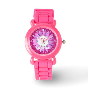 Montre Parties scintillant Fleur Rose Daisy Personnalisée