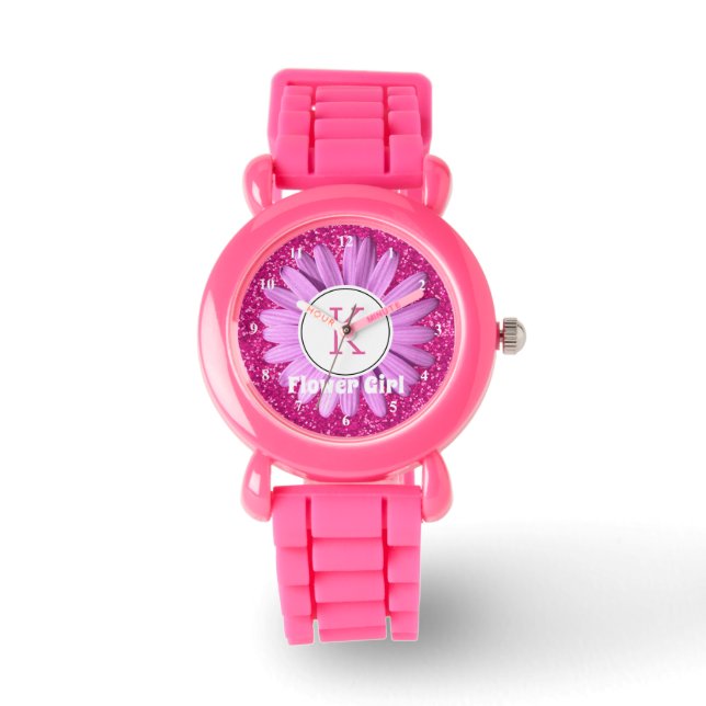 Montre Parties scintillant Fleur Rose Daisy Personnalisée (Recto)