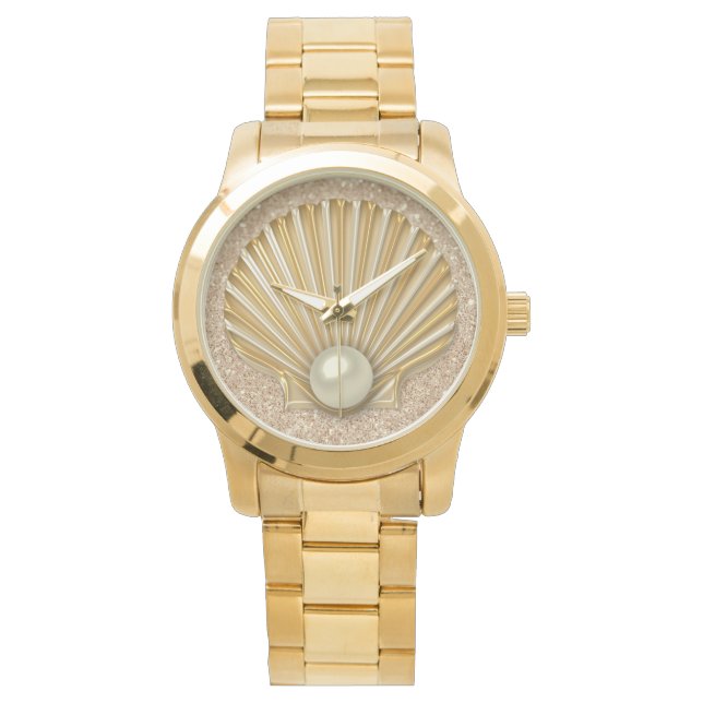 Montre Parties scintillant Golden Seashell & Pearl Gold F (devant)
