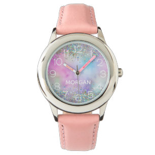 Montre Parties scintillant holographique Rainbow Pastels