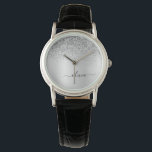 Montre Parties scintillant Monogramme Argent Sparkle Girl<br><div class="desc">Argent Faux Foil Parties scintillant étincelante métallique brossé Monogramme Nom Monographie. Cela fait le cadeau parfait de remise de diplômes,  anniversaire,  mariage,  douche nuptiale,  anniversaire,  baby shower ou bachelorette pour quelqu'un qui aime le luxe glam et les styles chic.</div>