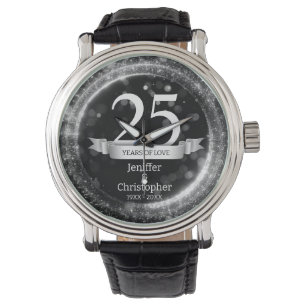 Montre Parties scintillant noire argent Modifier année Ma