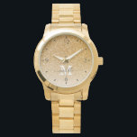Montre Parties scintillant or tendance Monogramme  or Pré<br><div class="desc">Bestseller Parties scintillant or étincelle Monogramme Prénom Lettre initiale Girly Chic Watch</div>