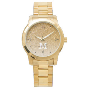 Montre Parties scintillant or tendance Monogramme  or Pré
