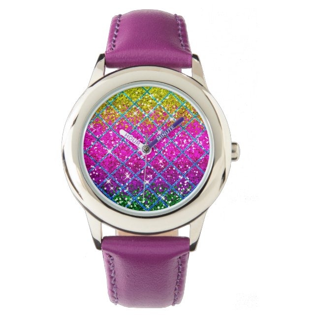 Montre Parties scintillant pourpre Snakeskin (devant)