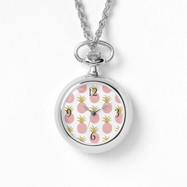 Montre Parties scintillant rose Ananas Argent Envelopper  (Recto)
