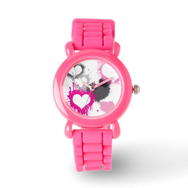 MONTRE PARTIES SCINTILLANT ROSE - BIJOUX - COEURS  (Recto)
