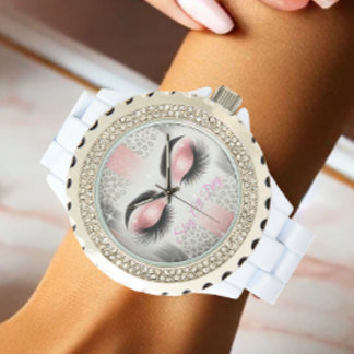 Montre Parties scintillant rose cils