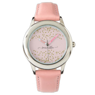 Montre Parties scintillant rose et or