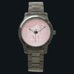 Montre Parties scintillant rose Gold Sparkle  Monogramme<br><div class="desc">Parties scintillant rose Gold Sparkle Drips Monogramme Monographie avec parties scintillant en or rose/rose faux de mode goutte sur un arrière - plan chic avec votre monogramme et nom personnalisés. Veuillez nous contacter à cedarandstring@gmail.com si vous avez besoin d'aide pour la conception ou les produits correspondants.</div>