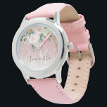 Montre Parties scintillant rose moderne & Fleurs Étincell<br><div class="desc">Parties scintillant rose moderne & Fleurs Étincelle Avec Nom</div>