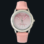 Montre Parties scintillant rose or rose pâle et étincelle<br><div class="desc">Faux Sparkle et Parties scintillant Rose Gold Blush Pink Watch sont parfaits pour un Rose Gold ou Blush Pink Anniversaire ou un cadeau de Fête des mariées. Cette Veille d'anniversaire rose vif est parfaite pour un cadeau d'anniversaire rose vif. Cette montre peut inclure votre nom monogramme et votre initiale.</div>