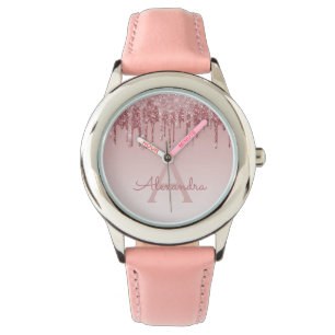 Montre Parties scintillant rose or rose pâle et étincelle