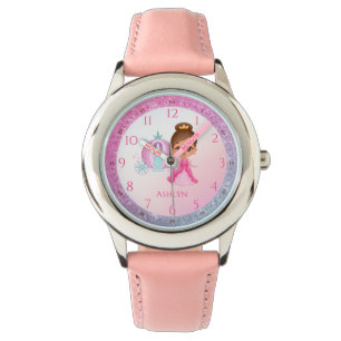 Montre Parties scintillant rose personnalisée Princesse A